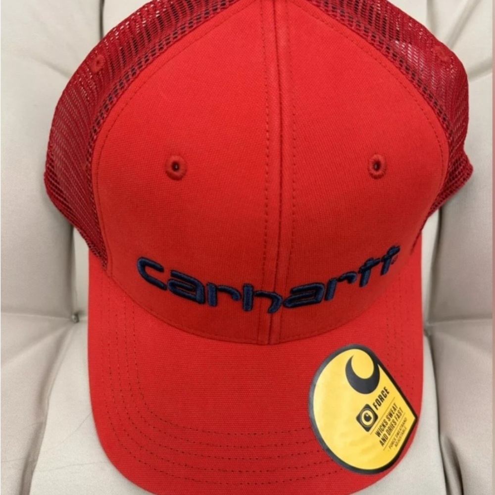 Carhartt Hat Red- Navy
Embroidered Spell Out Logo Snap Back Mesh Trucker Cap